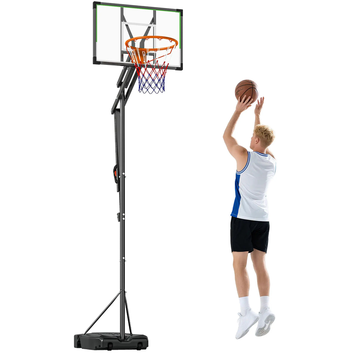Adjustable Basketball Hoop, 4.1-8.5ft, 33" Shatterproof Board, 18" Rim Basketball at Gallery Canada