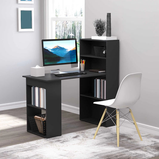 Modern Computer Desk With Storage, 47" Writing Workstation, Black Writing Desks Black at Gallery Canada