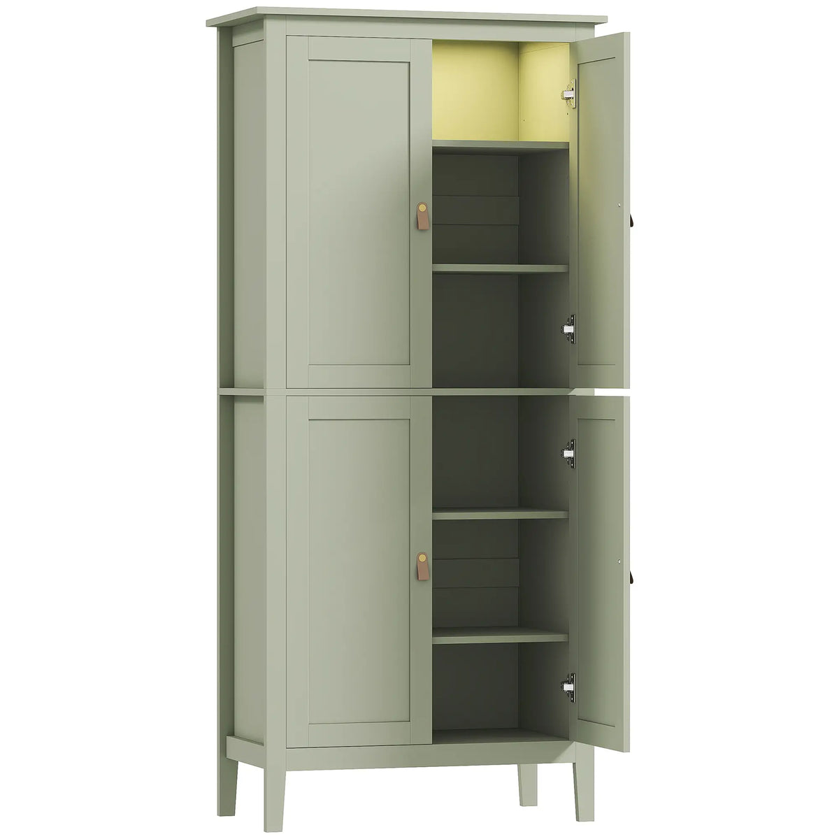 69.5" Tall Kitchen Pantry Cabinet, Motion Sensor LED Light, Green Kitchen Pantry Cabinets at Gallery Canada