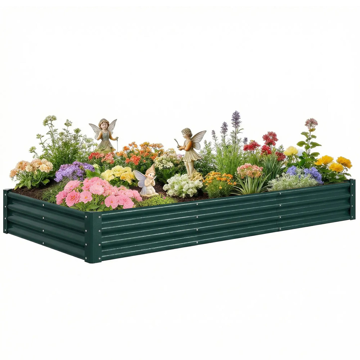 8 x 4 x 1ft Galvanized Raised Garden Bed, Reinforced Outdoor Planter Box, Green Galvanized Planter Boxes at Gallery Canada