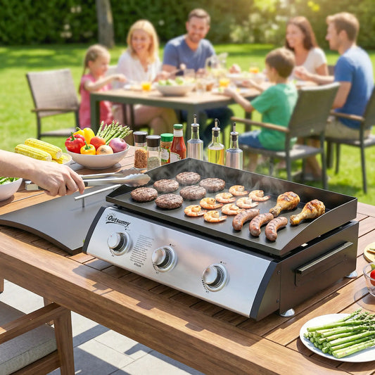 Propane Gas Grill, 3 Burners 8530 BTU, Black
