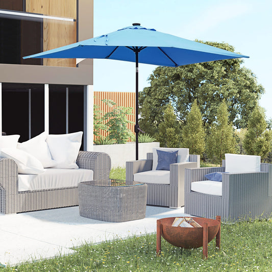6' X 10' Rectangular Patio Umbrella, 22 LED Solar Lights, Tilt, Light Blue Sun Umbrellas Light Blue at Gallery Canada