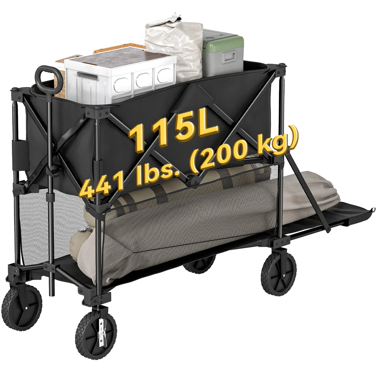 Double Decker Folding Wagon Cart, 450LBS & 350L Capacity, Collapsible Garden Cart Folding Garden Carts at Gallery Canada