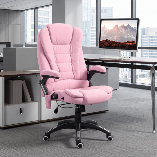 6 Point Vibrating Massage Chair, High Back Executive, Reclining, Swivel Wheels, Pink Massage Chairs Pink at Gallery Canada