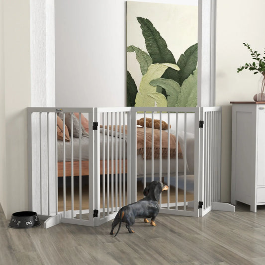 Free Standing Pet Gate, Foldable, 4 Panels, White Pet Gates White at Gallery Canada