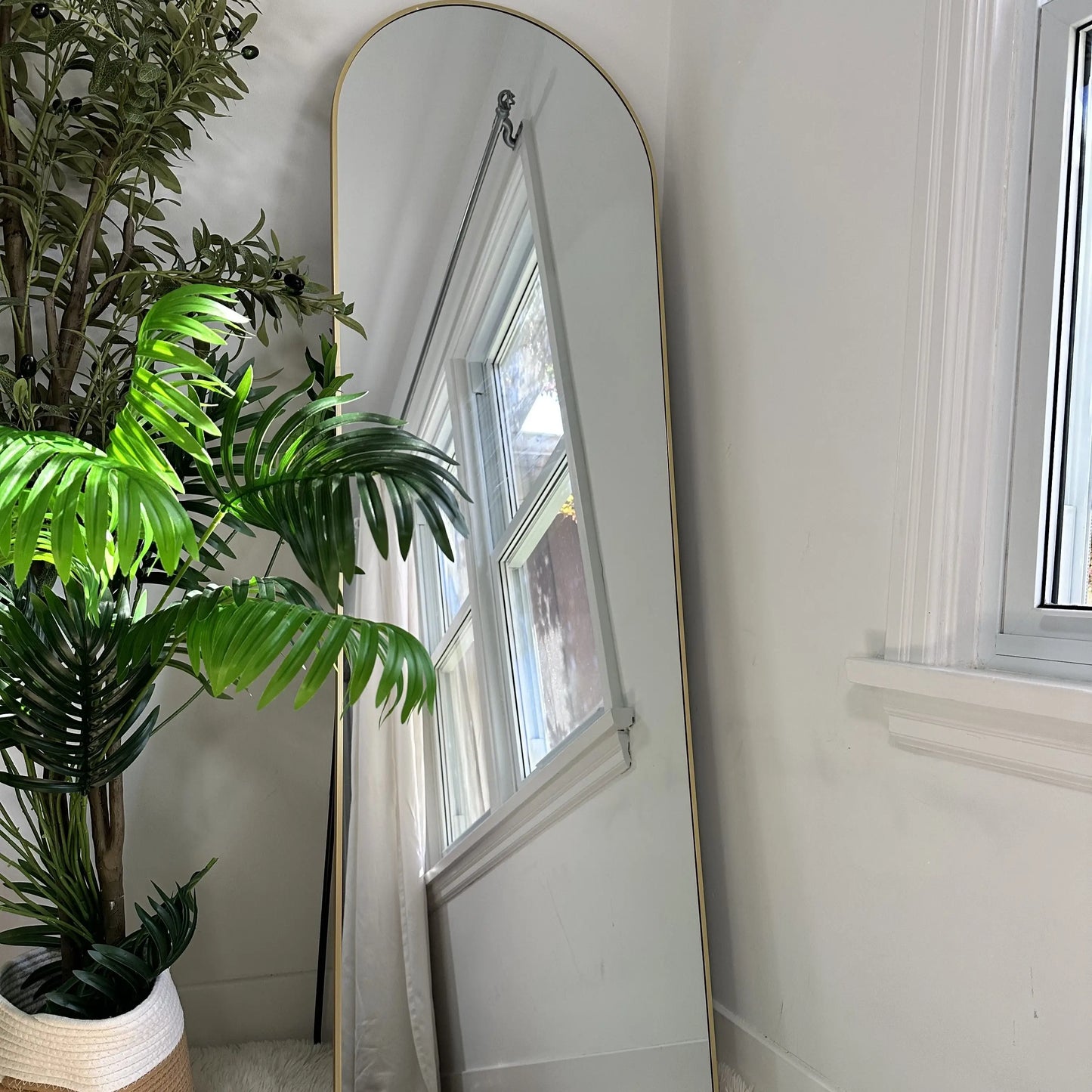 Arched Standing Mirror, 64" x 20", Full Length, Wall Mountable, Gold Full Length Mirrors at Gallery Canada