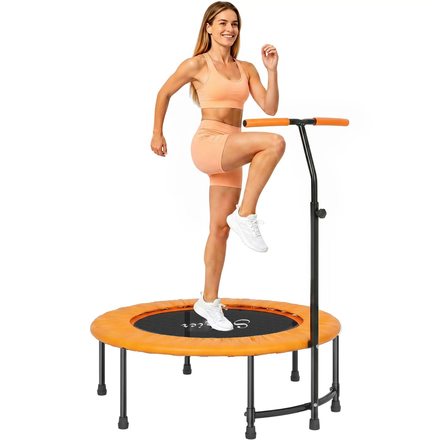 39" Mini Exercise Trampoline, Adjustable T-Bar, Orange Trampolines at Gallery Canada