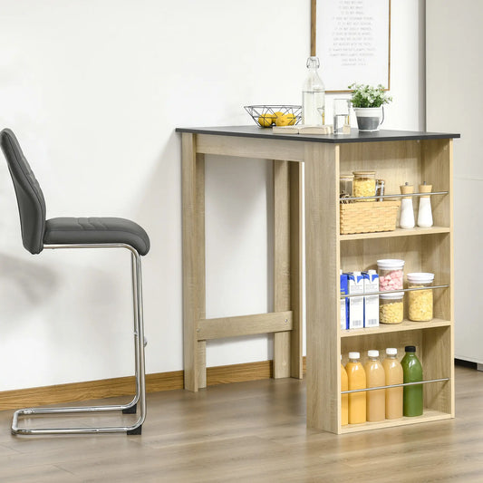 Bar Table Counter Height with 3 Storage Shelves, Natural Bar Tables Natural, Black at Gallery Canada
