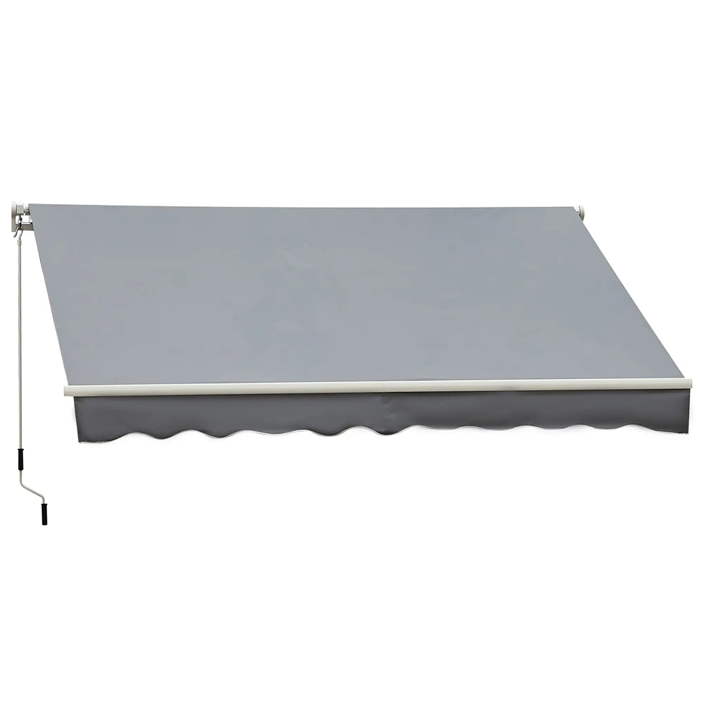 13' x 8' Manual Retractable Patio Awning, Sun Shade, Aluminum Frame, Grey Deck Awnings at Gallery Canada