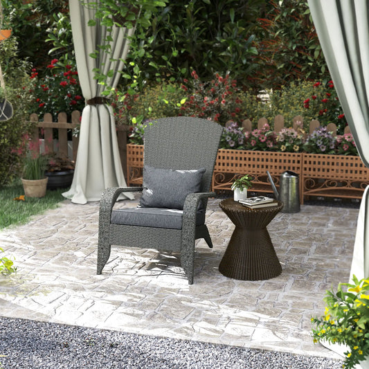 Wicker Adirondack Chair, PE Rattan Outdoor Fire Pit Chair, Heather Grey Patio Chairs Dark Grey Wicker, Heather Grey Fabric at Gallery Canada