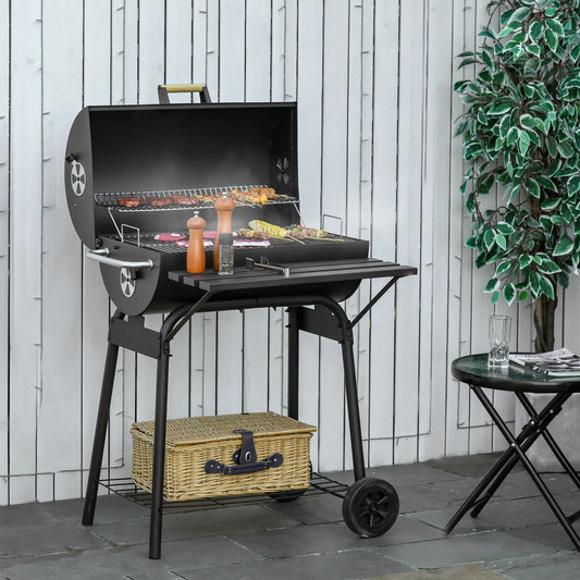 30" Charcoal Barbecue Grill With Wheels, Adjustable Rack, Storage Shelf, Charcoal Charcoal BBQ Grils Black at Gallery Canada