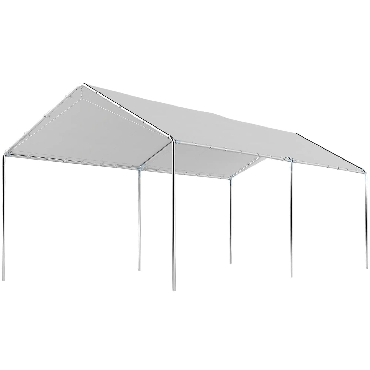 10' x 20' Heavy Duty Galvanized Carport Canopy, Anchor Kit, White Car Shelters at Gallery Canada