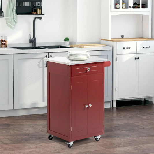 Kitchen Cart, Stainless Steel Top, Storage Drawer, 36x24x36 in, Red Kitchen Islands & Kitchen Carts Red at Gallery Canada