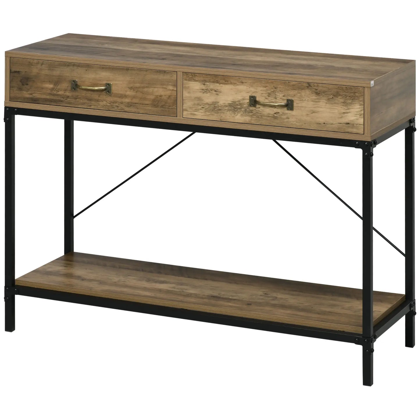 39" Vintage Console Table, Narrow Entryway with Drawers, Brown Console Tables at Gallery Canada