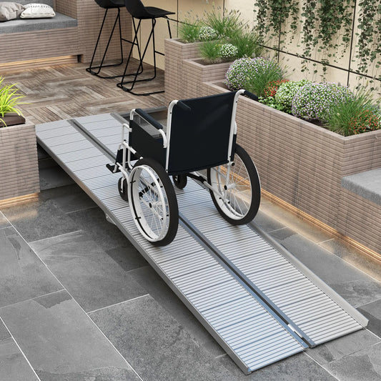 10' Foldable Handicap Ramp, Aluminum Wheelchair Ramp, Textured, Silver Knee Walker & Wheelchair Ramps Silver at Gallery Canada