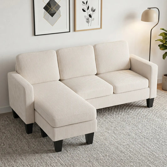 L Shaped Sectional Sofa, With Chaise Or Ottoman, Cream White 3-Seater Sofas Cream at Gallery Canada