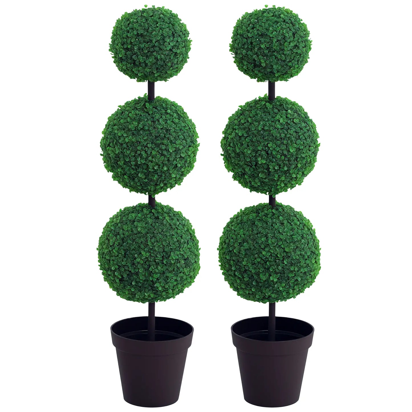 Artificial Ball Boxwood Topiary Trees, 44.1", Fake Plants In Pots, Dark Green Artificial Trees at Gallery Canada