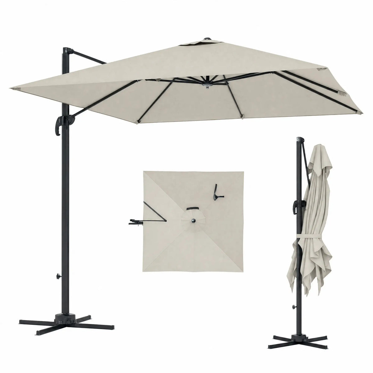 8 FT Aluminum Cantilever Patio Umbrella, 360° Rotation, Dark Grey Offset Cantilever Umbrellas at Gallery Canada