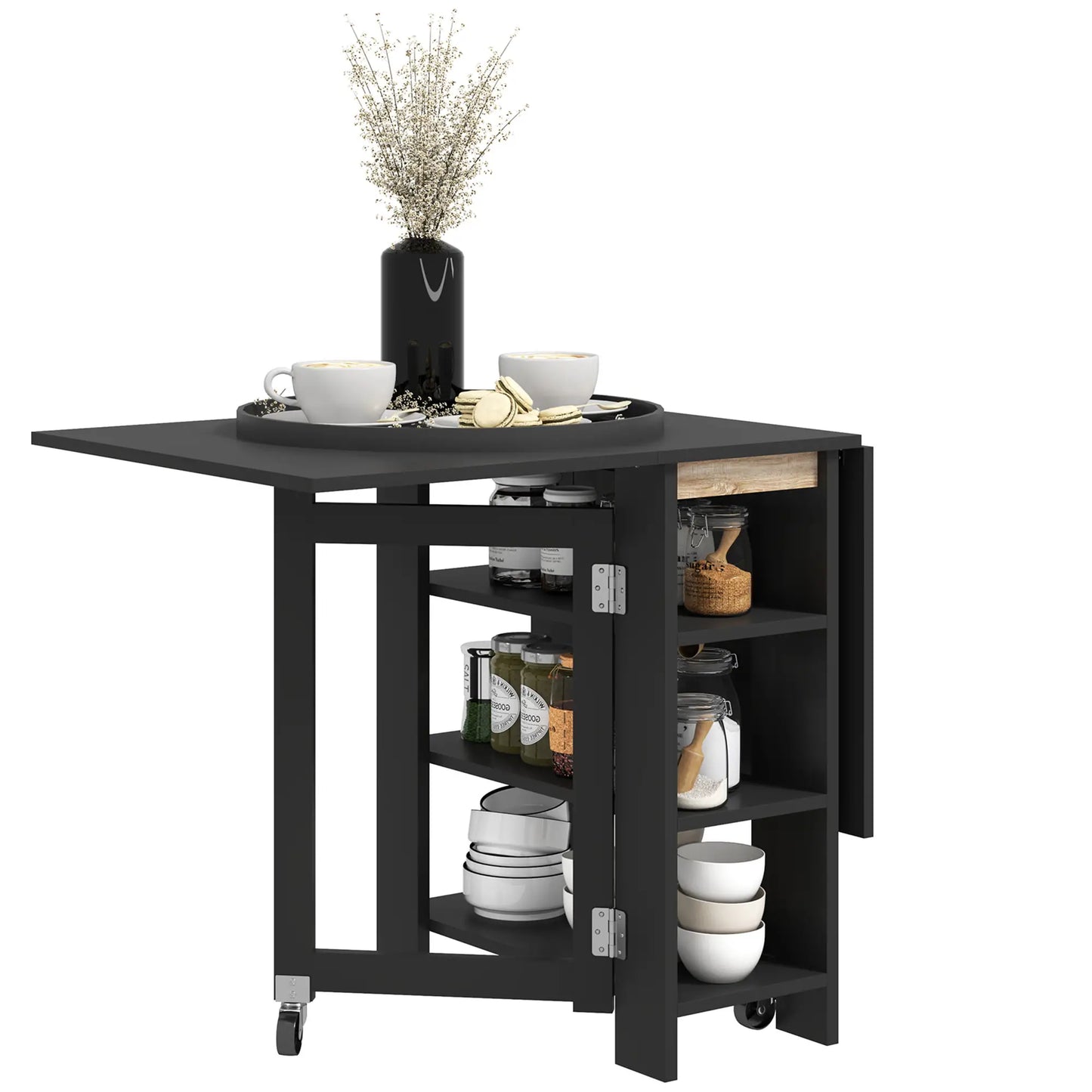 Folding Dining Table With Storage, Drop Leaf Kitchen Table, Black Bar Tables & Dining Tables at Gallery Canada
