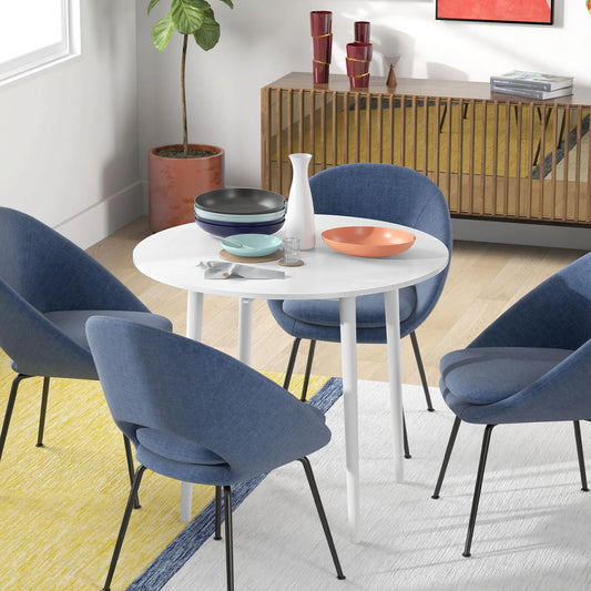 Folding Dining Table, Round Drop Leaf Kitchen Table, Distressed White, White Dining Tables Distressed White at Gallery Canada