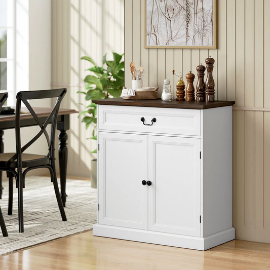 32" Buffet Cabinet, White Wood Grain, Farmhouse Sideboard, White Bar Cabinets White Wood Grain, Brown Wood Grain at Gallery Canada