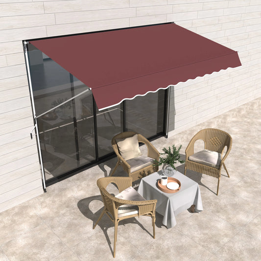 10x5ft Manual Retractable Patio Awning, 5.6-9.2ft Pole, Wine Red Patio Awnings Wine Red at Gallery Canada