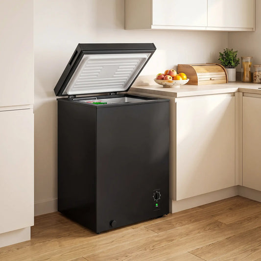 Mini Freezer, 3.5 Cu.Ft Chest Freezer, 7-Setting Thermostat, Wire Basket, Black Small Kitchen Appliances Black at Gallery Canada