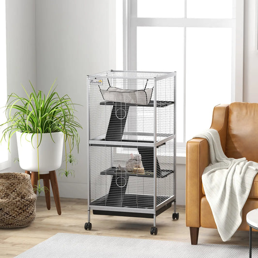 Steel Small Animal Cage, for Guinea Pig, Ferret, Light Grey Houses & Habitats Light Grey at Gallery Canada