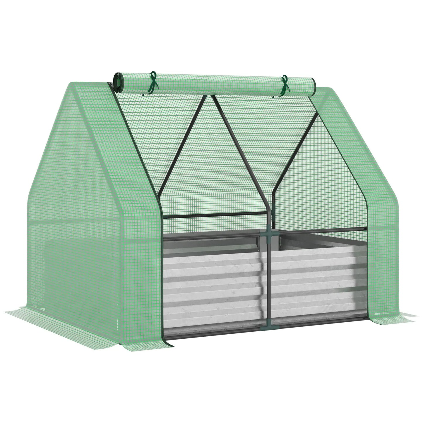 Steel Outdoor Raised Garden Bed with Greenhouse, Cover, 50"x37.4"x36.2", Green Mini Greenhouses at Gallery Canada