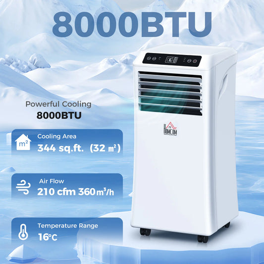 8000BTU Portable Air Conditioner, Cooling Dehumidifier, 2 Speed Fans, 24H Timer, White Air Conditioner White at Gallery Canada