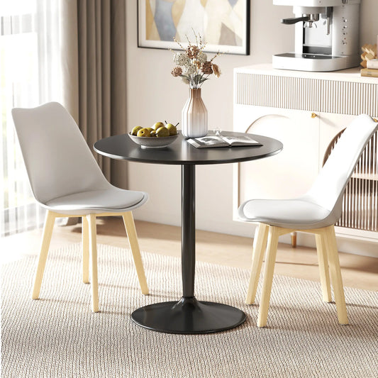 Modern Kitchen Table For 2, Round Dining Table With Steel Base, Black Dining Tables Black at Gallery Canada