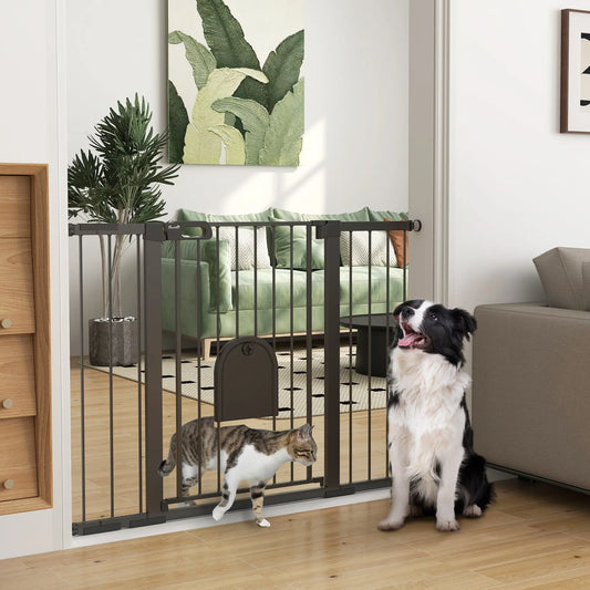 30"-52" Extra Wide Pet Gate, 35"H, Small Door, Black Houses, Kennels & Pens Black at Gallery Canada