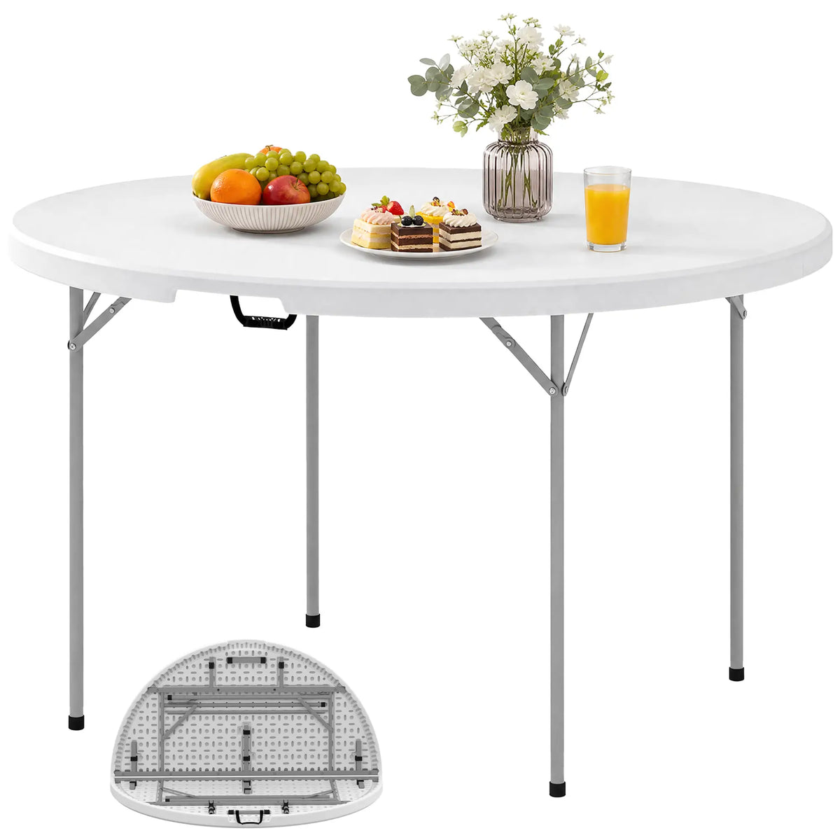 4ft Plastic Folding Picnic Table, Indoor Outdoor, White Picnic Tables & Camping Chairs at Gallery Canada