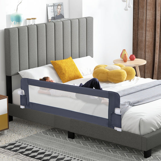 60-Inch Foldable Bed Rail, Swing Down Baby Guard, Adjustable Safety Strap, Grey Bed Rails Gray at Gallery Canada