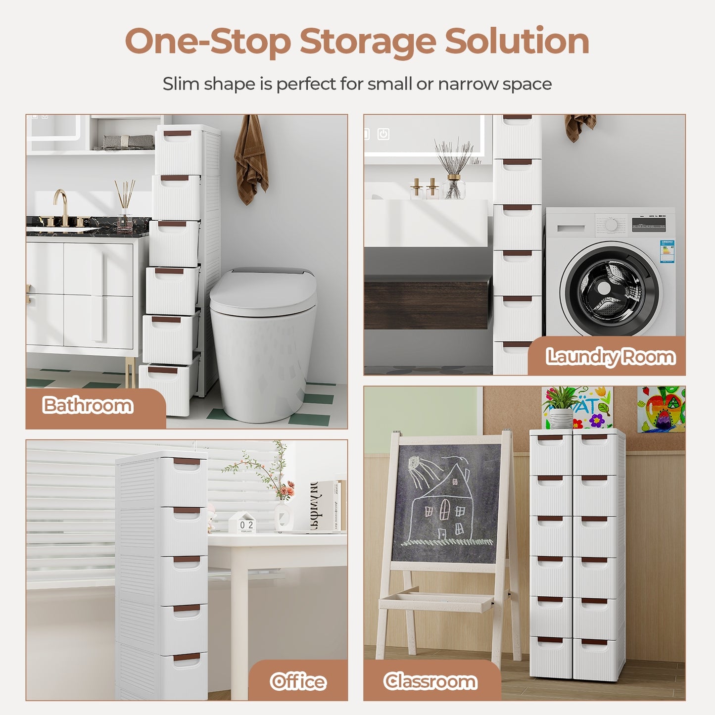 6-Drawer Rolling Organizer Unit, Narrow Storage Cabinet, White Dressers & Chests at Gallery Canada