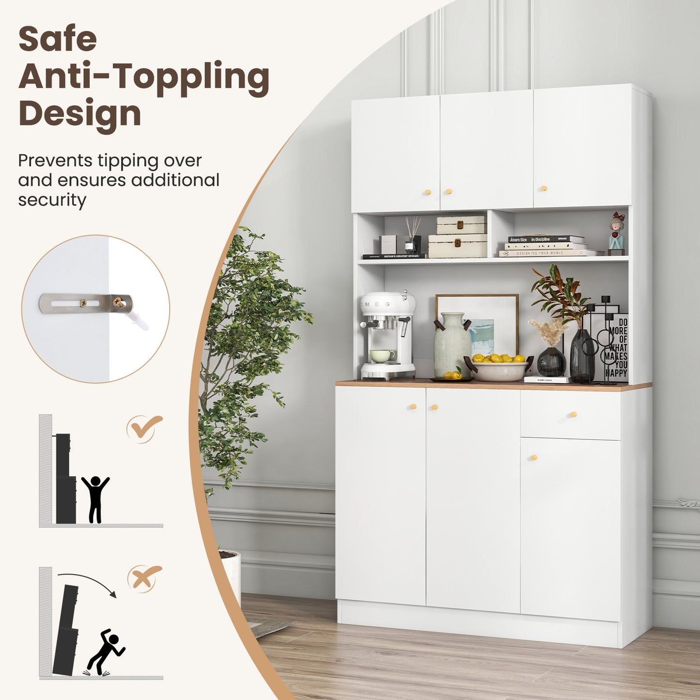71 Inch Tall Pantry Cabinet, With Outlets For Dining Room, White Sideboards Cabinets & Buffets at Gallery Canada