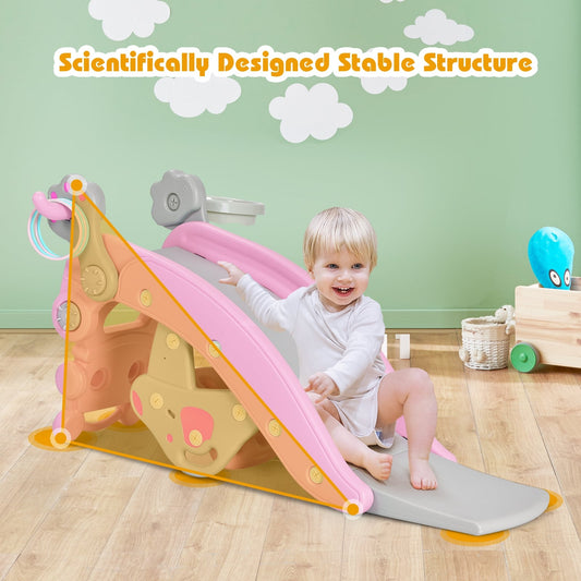 4-In-1 Rocking Horse Slide Set, Pink Climbers & Slides Pink at Gallery Canada