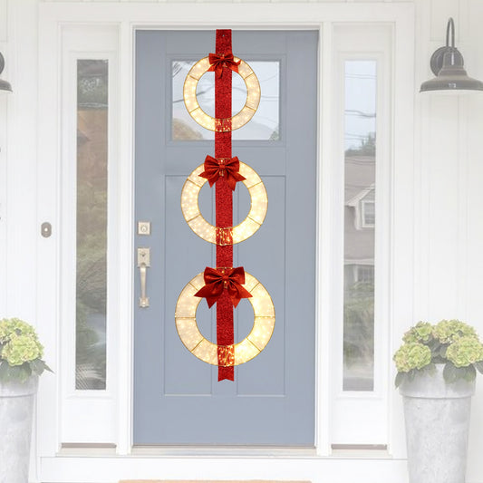 Christmas Lighted Wreaths, Set of 3, Warm White LED, Red Christmas Decor & Accessories Red at Gallery Canada