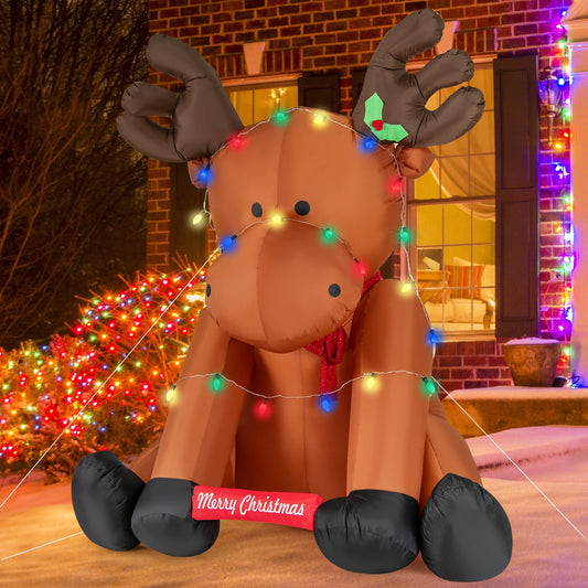 8.5 Feet Tall Christmas Inflatable Reindeer, 24 LED String Lights, Brown Christmas Decor & Accessories Brown at Gallery Canada