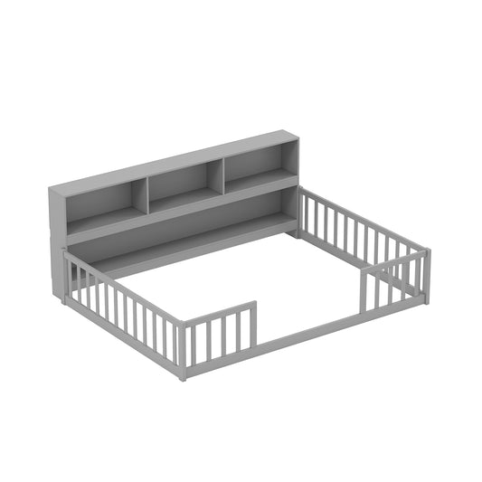 Montessori Floor Bed With Bookcase, Full Size, Gray Trundle Bed Frame Gray at Gallery Canada
