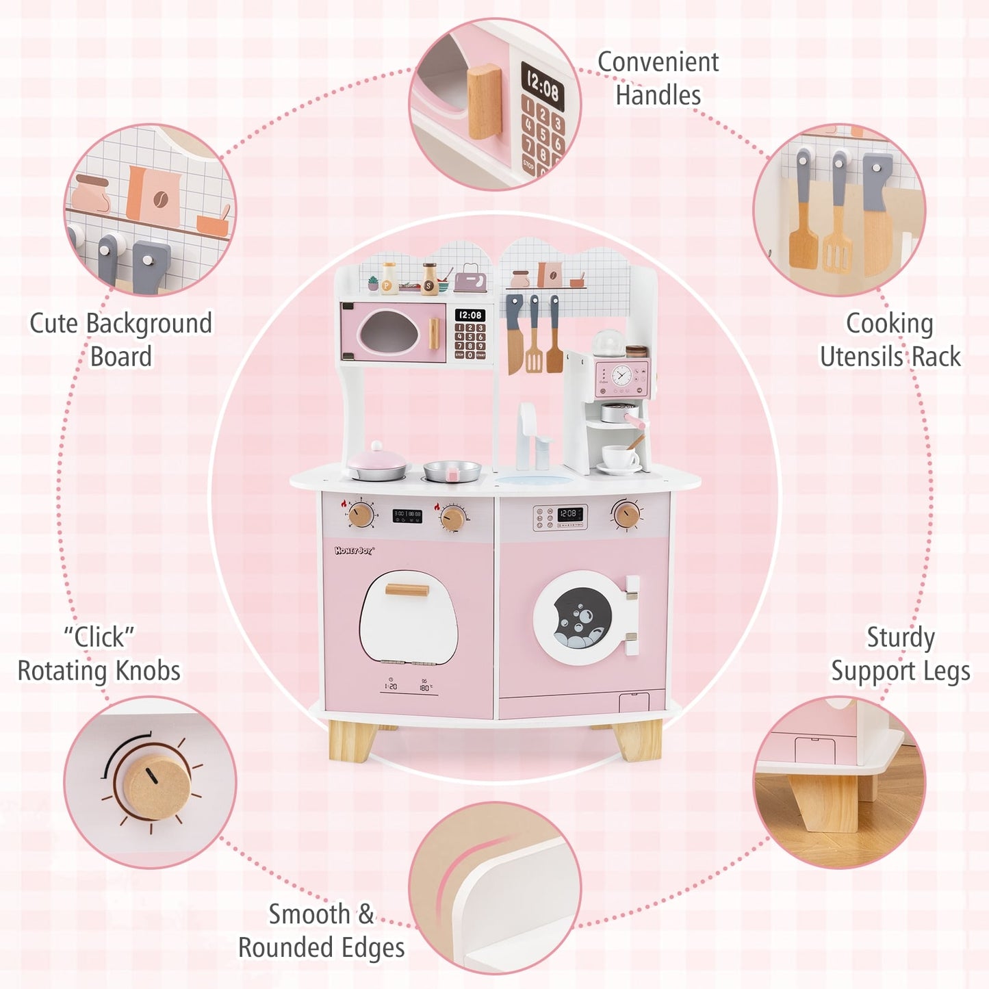 Wooden Kids Kitchen Playset With Coffee Maker, Pink Play Kitchen Sets at Gallery Canada