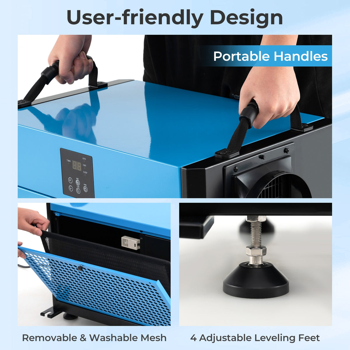 155 Pint Crawl Space Dehumidifier, 3 Modes, 24H Timer, Blue Dehumidifiers at Gallery Canada