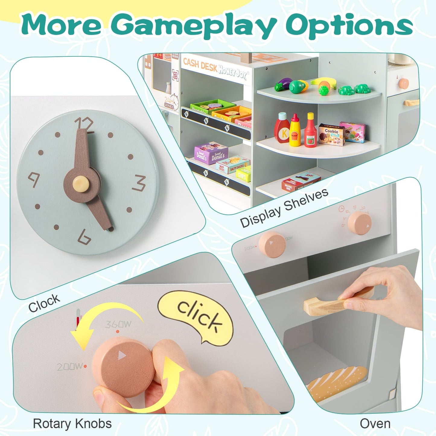 Wooden Kids Grocery Store Playset, Pretend Play Supermarket, Green Play Kitchen Sets at Gallery Canada