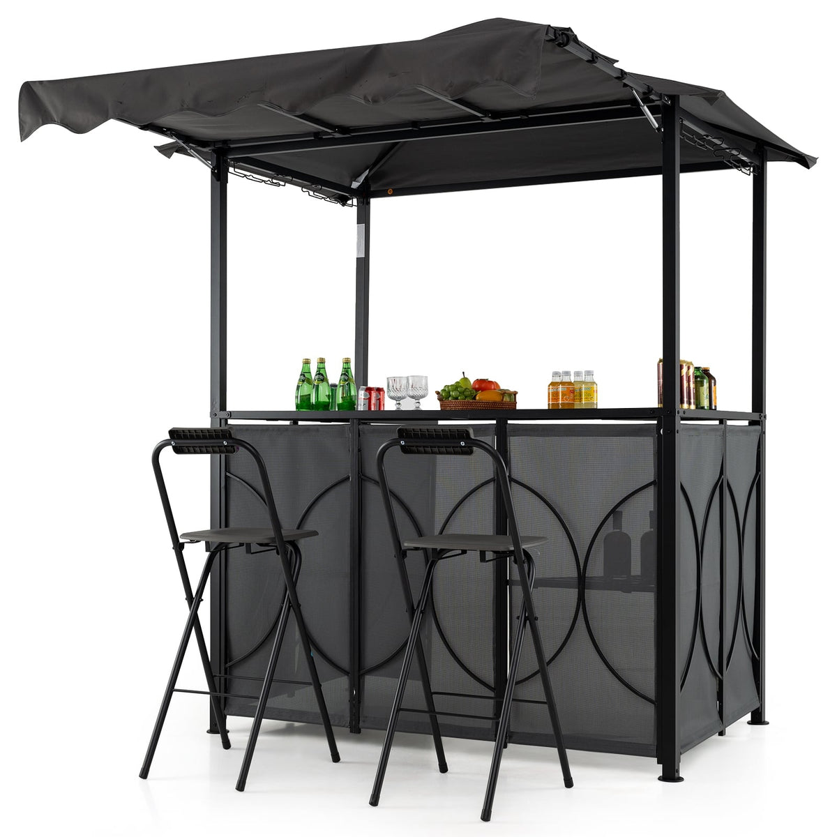 Grill Gazebo With Awning, 3-Piece Outdoor BBQ Canopy, Gray Canopies at Gallery Canada