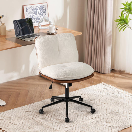 Armless Office Chair With Rocking Backrest, White Armless Chairs White at Gallery Canada