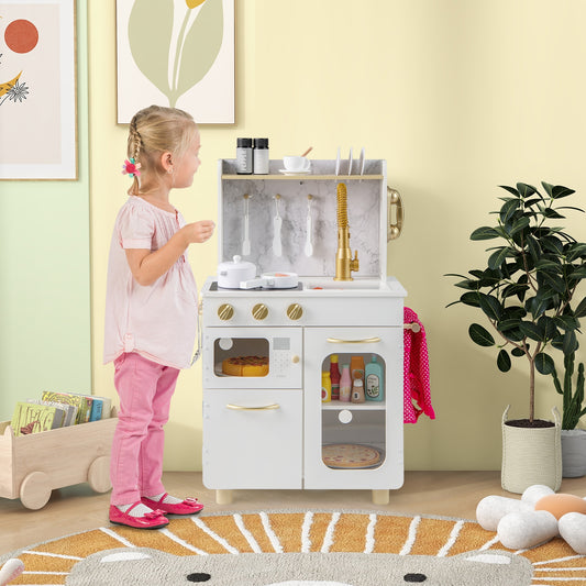 Kids Kitchen Set, Pretend Play With Stove, Sink, Microwave, Oven, White Play Kitchen Sets White at Gallery Canada