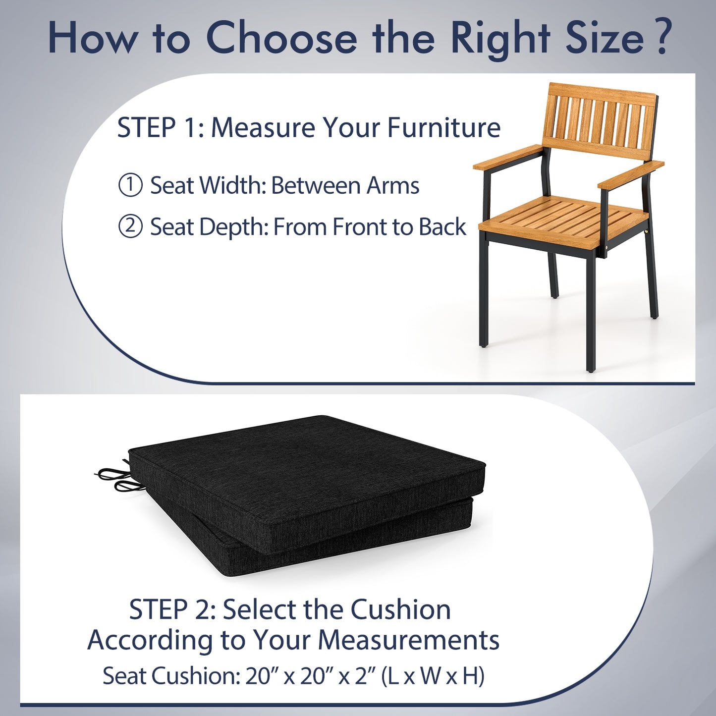Outdoor Chair Cushion Set, Waterproof Fade-Resistant Olefin, Black Outdoor Furniture Accessories at Gallery Canada