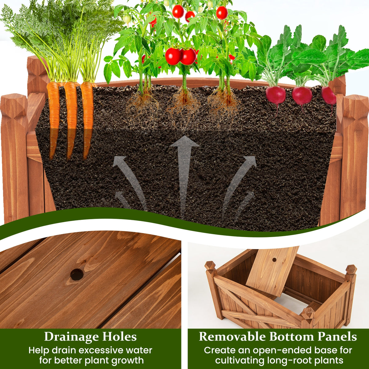 Wooden Raised Garden Bed, Drainage Holes, Patio Garden-S, Natural Raised Garden Beds at Gallery Canada