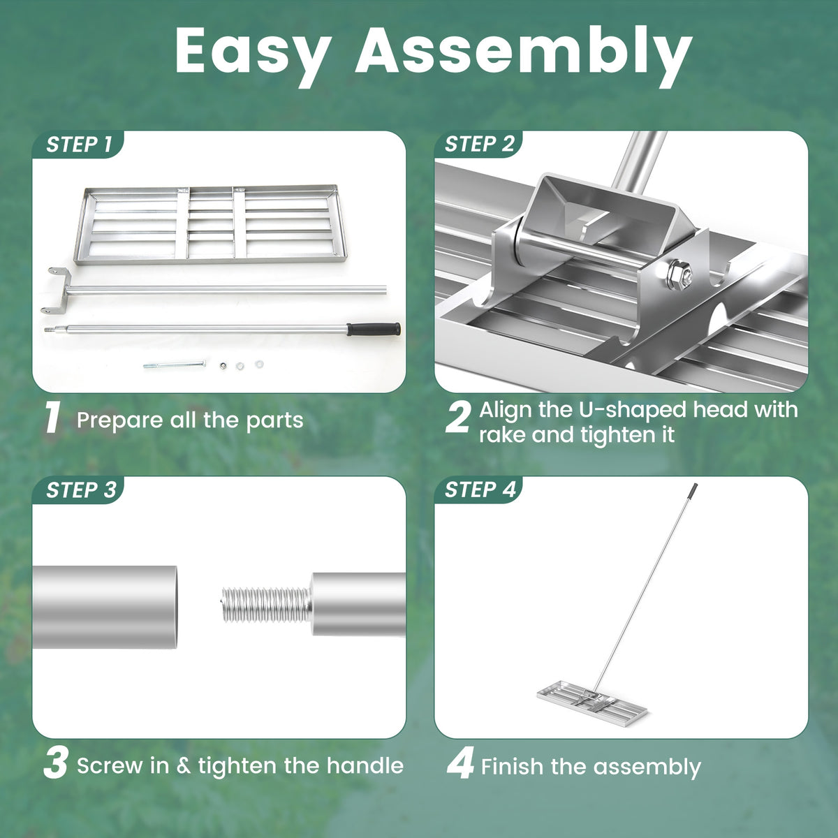 30 x 10 Inch Lawn Leveling Rake, Ergonomic Handle, Silver Lawn Care Tools at Gallery Canada