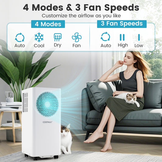 8200/10000 BTU Portable Air Conditioner, 3-in-1 AC Unit With Dehumidifier, White Portable Air Conditioners White at Gallery Canada